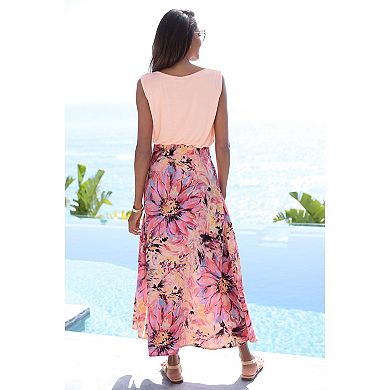 Lascana Women's Flowy Floral Maxi Skirt