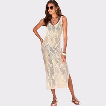 Lascana Women's Crochet Midi Dress Cover Up