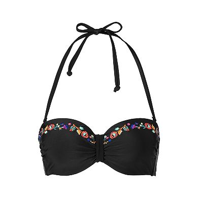 Lascana Women's Floral Trim Bandeau Bikini Top