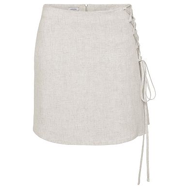 Lascana Women's Lace Up Detail Linen Skirt