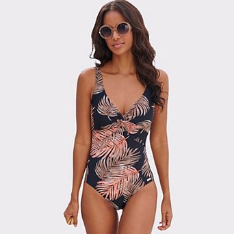 Lascana Women's Palm Print Tummy Control One Piece