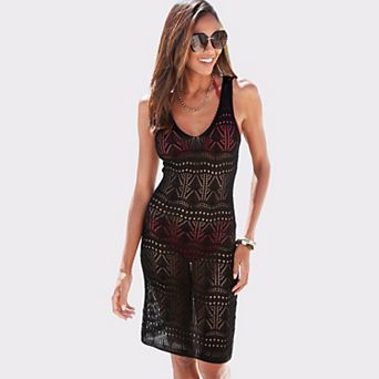 Lascana Women's Crochet Short Dress Cover Up