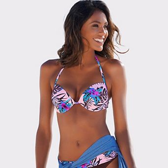 Lascana Women's Palm Print Push Up Bikini Top