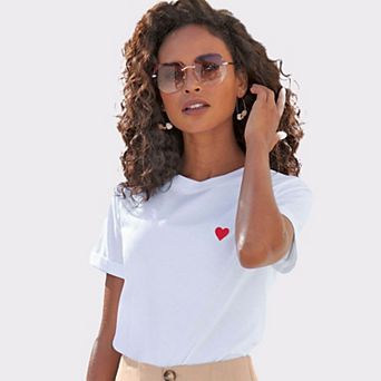 Lascana Women's Heart Embroidered Top