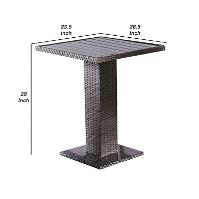 Nia Bistro Outdoor Table, Marble Base, PE Rattan Frame