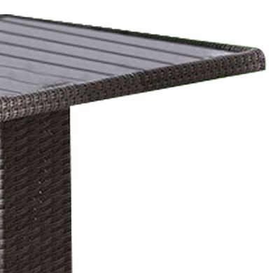 Nia Bistro Outdoor Table, Marble Base, PE Rattan Frame