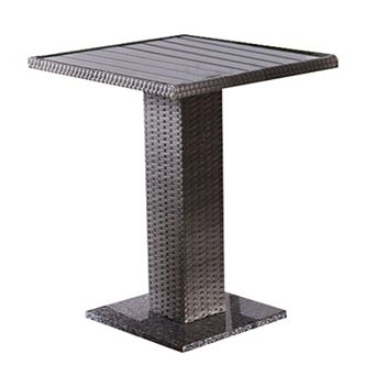 Nia Bistro Outdoor Table, Marble Base, PE Rattan Frame