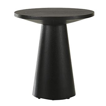Kily Side End Table, Cone Pedestal Base, 20 Inch Round Top in Black