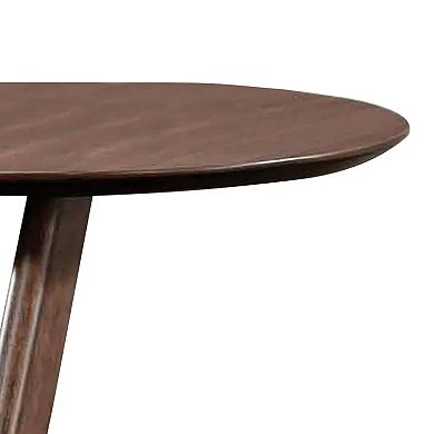 Mena Accent Side End Table, 20 Inch Round Top, Walnut Brown Solid Wood