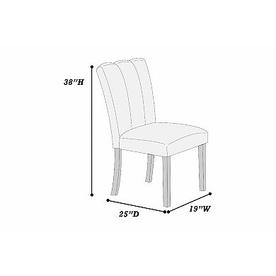 Dining Side Chair Set of 2, Foam Cushioned Beige Fabric, Black Wood