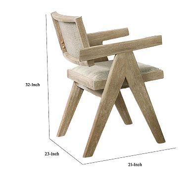 Gexy Dining Side Chair Set of 2, Brown Oak Veneer, Gray Polyester Seat