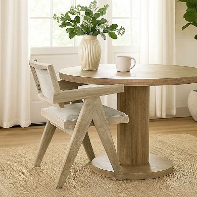 Gexy Dining Side Chair Set of 2, Brown Oak Veneer, Gray Polyester Seat