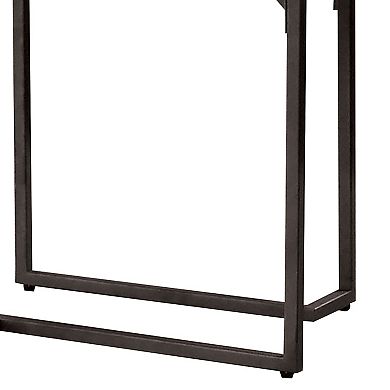 Iry Side End Table, Black Steel Sled Base, 22 Inch, Gloss White Lacquer