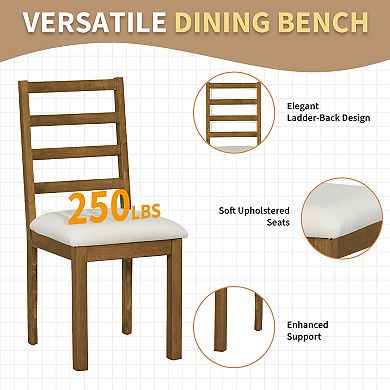 Merax Farmhouse 6-Piece 60inch Extendable Pedestal Dining Table Set with 18inch Removable Leaf