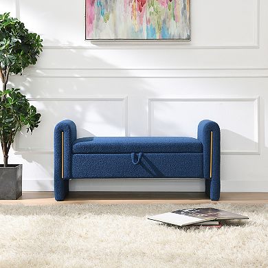 Merax Storage Ottoman Bench Teddy Fabric Upholstered Multi Functional Foot
