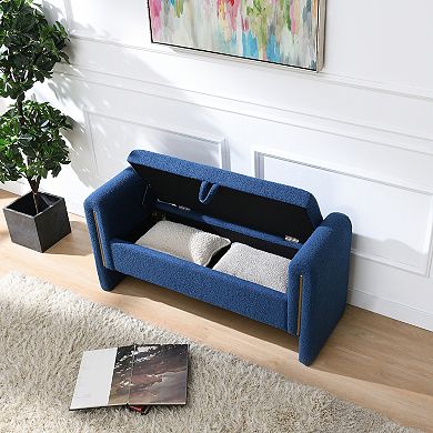 Merax Storage Ottoman Bench Teddy Fabric Upholstered Multi Functional Foot