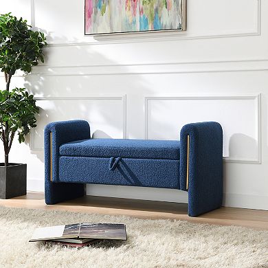 Merax Storage Ottoman Bench Teddy Fabric Upholstered Multi Functional Foot