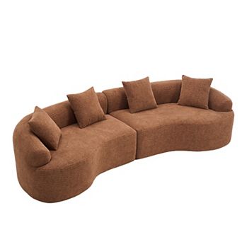 Merax Chenille Curved Modular Sofa Luxury Compression Sectional for Living Room Apartment