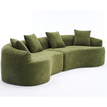 Merax Chenille Curved Modular Sofa Luxury Compression Sectional for Living Room Apartment