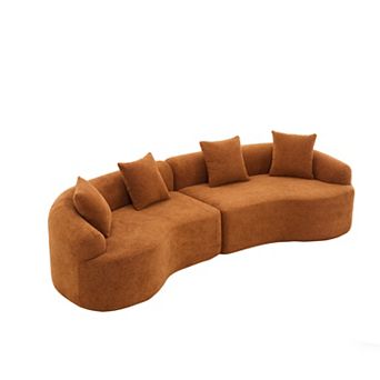 Merax Chenille Curved Modular Sofa Luxury Compression Sectional for Living Room Apartment