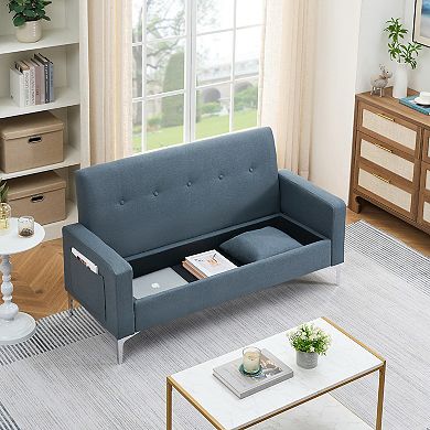 Merax Sofa with Hidden Storage Cotton Linen Blend Fabric Couches