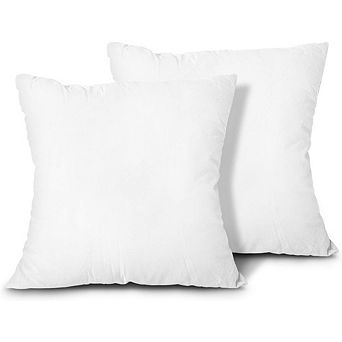 Great Ambitions Down-Alternative Pillow Inserts (12x12 in Set of 2) - Machine Washable, White