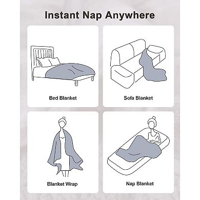 Ultra-Soft Weighted Blanket 15 lbs for Adults, Evenly Distributed, W60 x L80, Tie-Grey