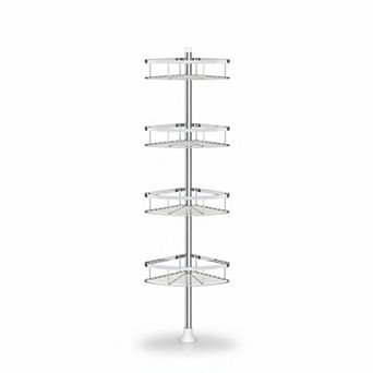 Rustproof Shower Caddy with Tension Pole and 4 Adjustable Shelves