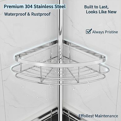Rustproof Shower Caddy with Tension Pole and 4 Adjustable Shelves