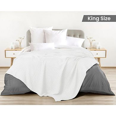 Great Ambitions White Cotton Waffle Weave King Blanket, Soft & Breathable for All Seasons.90x108 Inc