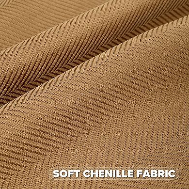 Camel Chenille Throw Pillow Covers 18x18 Inch Set of 2,Soft Wide Chevron Textured Cushion Case