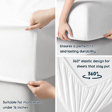 Egyptian Cotton Sheets - 800 , reathable Bed Sheets Set, Fits 16" Deep Pocket - 4 PC (White,Queen)