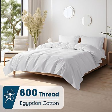 Egyptian Cotton Sheets - 800 , reathable Bed Sheets Set, Fits 16" Deep Pocket - 4 PC (White,Queen)