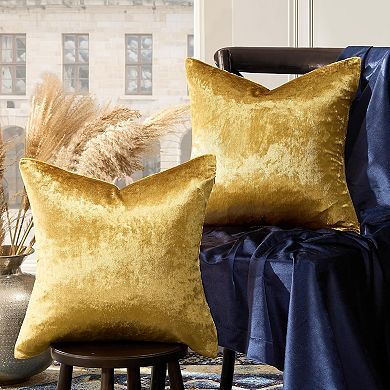 Gold Decorative Throw Pillow Covers,18x18 Pillow Covers for Couch Sofa 2 Pack Soft Cushion Covers