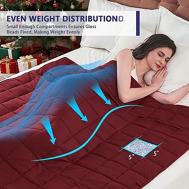 Weighted Blanket for Adults (20 Lbs, 60”X 80”, Red) Heavy Thick Bed Blanket Queen Machine Washable