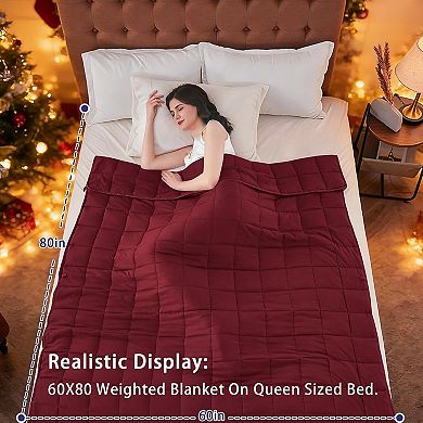 Weighted Blanket for Adults (20 Lbs, 60”X 80”, Red) Heavy Thick Bed Blanket Queen Machine Washable