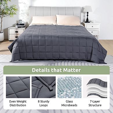 Weighted Blanket for Adults 100% Cotton, 60"x80" Queen Size 15 lbs, Machine Washable, Dark Grey