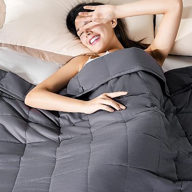 Weighted Blanket for Adults 100% Cotton, 60"x80" Queen Size 15 lbs, Machine Washable, Dark Grey