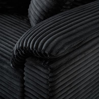 Merax Accent Chair with Storage Ottoman & USB Ports Corduroy Single Seat Sofa