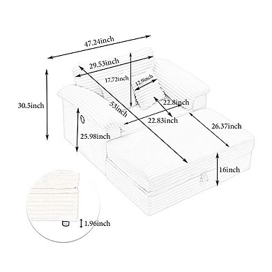 Merax Accent Chair with Storage Ottoman & USB Ports Corduroy Single Seat Sofa
