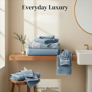 Yarn Dyed Jacquard Towel Set Includes Bath Hand and Washcloth