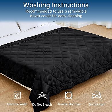 Weighted Blanket for Adults (15lbs, 80''x87'') - Queen/King Size Heavy Throw Blanket, Black