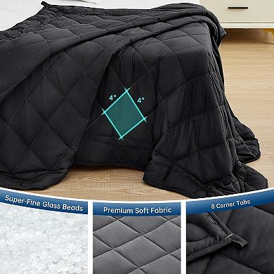 Weighted Blanket for Adults (15lbs, 80''x87'') - Queen/King Size Heavy Throw Blanket, Black