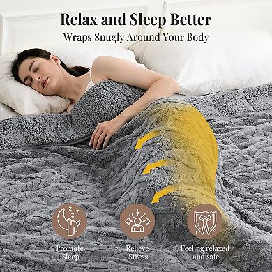 Weighted Blanket for Adults, 60" x 80" 15lbs, Soft Sherpa Queen Size Heavy Blanket with 3D