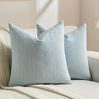 Grey Blue Chenille Decorative Throw Pillow Covers 18x18 Inch Set of 2,Modern Home Decor