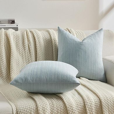 Grey Blue Chenille Decorative Throw Pillow Covers 18x18 Inch Set of 2,Modern Home Decor