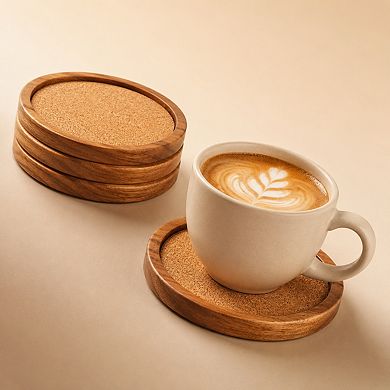 4.2 Inch Absorbent Cork Drink Coasters Set Of 4 Rustic Tabletop Protection