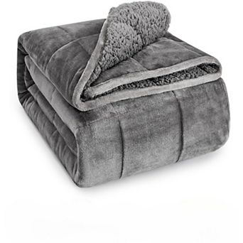 Fleece Weighted Blanket, 15 lbs Heavy Fuzzy Throw Blanket with Soft Plush Flannel, 48x72 Inches