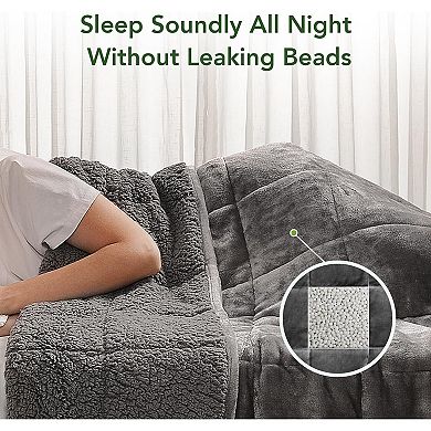 Fleece Weighted Blanket, 15 lbs Heavy Fuzzy Throw Blanket with Soft Plush Flannel, 48x72 Inches