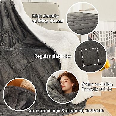 Weighted Blanket 15 lbs 60x80 inches, Sherpa Fleece Throw Winter Blanket Queen Size Bed